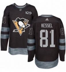 Mens Adidas Pittsburgh Penguins 81 Phil Kessel Authentic Black 1917 2017 100th Anniversary NHL Jersey 