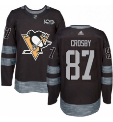 Mens Adidas Pittsburgh Penguins 87 Sidney Crosby Authentic Black 1917 2017 100th Anniversary NHL Jersey 