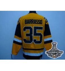 Mitchell 26Ness Penguins #35 Tom Barrasso Yellow 2017 Stanley Cup Finals Champions Stitched NHL Jersey