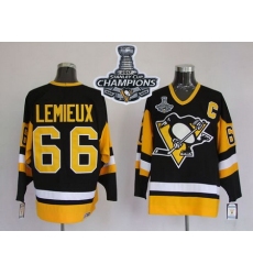 Mitchell 26Ness Penguins #66 Mario Lemieux Black 2017 Stanley Cup Finals Champions Stitched NHL Jersey