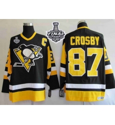 Mitchell 26Ness Penguins #87 Sidney Crosby Black 2017 Stanley Cup Final Patch Stitched NHL Jersey