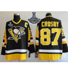 Mitchell 26Ness Penguins #87 Sidney Crosby Black 2017 Stanley Cup Finals Champions Stitched NHL Jersey