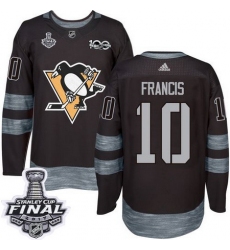 Penguins #10 Ron Francis Black 1917 2017 100th Anniversary Stanley Cup Final Patch Stitched NHL Jersey
