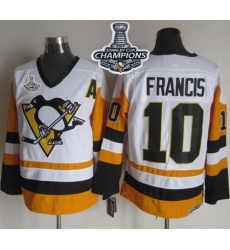 Penguins #10 Ron Francis White Black CCM Throwback 2017 Stanley Cup Finals Champions Stitched NHL Jersey