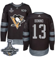 Penguins #13 Nick Bonino Black 1917 2017 100th Anniversary Stanley Cup Finals Champions Stitched NHL Jersey
