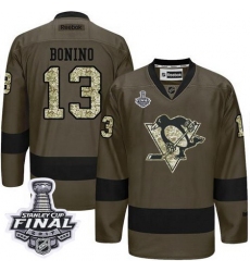Penguins #13 Nick Bonino Green Salute to Service 2017 Stanley Cup Final Patch Stitched NHL Jersey