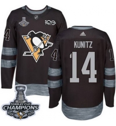 Penguins #14 Chris Kunitz Black 1917 2017 100th Anniversary Stanley Cup Finals Champions Stitched NHL Jersey