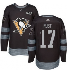 Penguins #17 Bryan Rust Black 1917 2017 100th Anniversary Stitched NHL Jersey