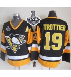 Penguins #19 Bryan Trottier Black CCM Throwback 2017 Stanley Cup Final Patch Stitched NHL Jersey