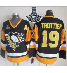 Penguins #19 Bryan Trottier Black CCM Throwback 2017 Stanley Cup Finals Champions Stitched NHL Jersey