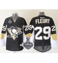 Penguins #29 Andre Fleury Black 2017 Stanley Cup Final Patch Stitched NHL Jersey