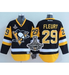 Penguins #29 Andre Fleury Black Alternate 2017 Stanley Cup Finals Champions Stitched NHL Jersey