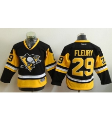 Penguins #29 Marc Andre Fleury Black Alternate Stitched Youth NHL Jersey