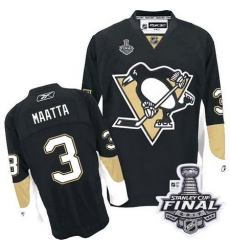Penguins #3 Olli Maatta Black Home 2017 Stanley Cup Final Patch Stitched NHL Jersey