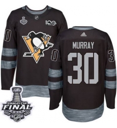 Penguins #30 Matt Murray Black 1917 2017 100th Anniversary Stanley Cup Final Patch Stitched NHL Jersey