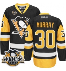 Penguins #30 Matt Murray Black Alternate 50th Anniversary Stitched NHL Jersey