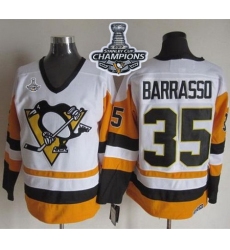 Penguins #35 Tom Barrasso White Black CCM Throwback 2017 Stanley Cup Finals Champions Stitched NHL Jersey