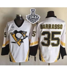 Penguins #35 Tom Barrasso White CCM Throwback 2017 Stanley Cup Final Patch Stitched NHL Jersey