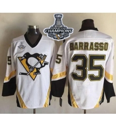 Penguins #35 Tom Barrasso White CCM Throwback 2017 Stanley Cup Finals Champions Stitched NHL Jersey