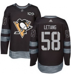 Penguins #58 Kris Letang Black 1917 2017 100th Anniversary Stitched NHL Jersey