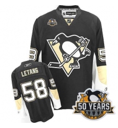 Penguins #58 Kris Letang Black 50th Anniversary Stitched NHL Jersey