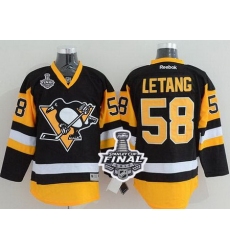 Penguins #58 Kris Letang Black Alternate 2017 Stanley Cup Final Patch Stitched NHL Jersey