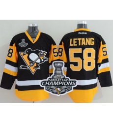 Penguins #58 Kris Letang Black Alternate 2017 Stanley Cup Finals Champions Stitched NHL Jersey