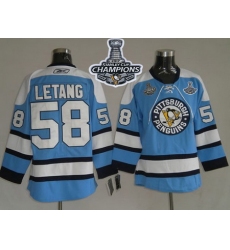Penguins #58 Kris Letang Blue 2017 Stanley Cup Finals Champions Stitched NHL Jersey