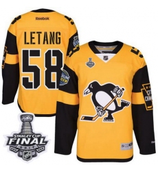 Penguins #58 Kris Letang Gold 2017 Stadium Series Stanley Cup Final Patch Stitched NHL Jersey