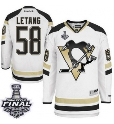 Penguins #58 Kris Letang White 2014 Stadium Series 2017 Stanley Cup Final Patch Stitched NHL Jersey