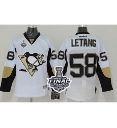 Penguins #58 Kris Letang White 2017 Stanley Cup Final Patch Stitched NHL Jersey