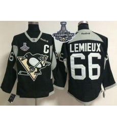 Penguins #66 Mario Lemieux Black Practice 2017 Stanley Cup Finals Champions Stitched NHL Jersey