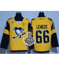 Penguins #66 Mario Lemieux Gold 2017 Stadium Series Stanley Cup Finals Champions Stitched NHL Jersey