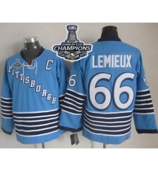 Penguins #66 Mario Lemieux Light Blue CCM Throwback 2017 Stanley Cup Finals Champions Stitched NHL Jersey