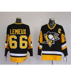 Penguins #66 Mario Lemieux Stitched Black Mitchell 26Ness NHL Jersey