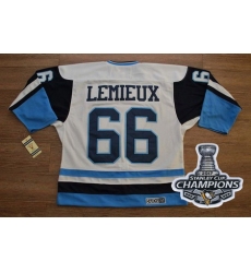 Penguins #66 Mario Lemieux White Blue CCM Throwback 2017 Stanley Cup Finals Champions Stitched NHL Jersey