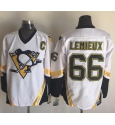 Penguins  #66 Mario Lemieux White CCM Throwback Stitched NHL Jersey
