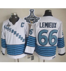 Penguins #66 Mario Lemieux White Light Blue CCM Throwback 2017 Stanley Cup Finals Champions Stitched NHL Jersey