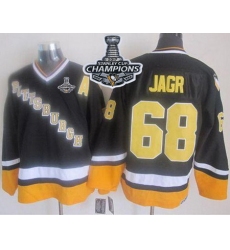 Penguins #68 Jaromir Jagr Black Yellow CCM Throwback 2017 Stanley Cup Finals Champions Stitched NHL Jersey