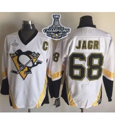 Penguins #68 Jaromir Jagr White CCM Throwback 2017 Stanley Cup Finals Champions Stitched NHL Jersey