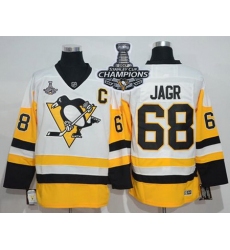 Penguins #68 Jaromir Jagr White New Away 2017 Stanley Cup Finals Champions Stitched NHL Jersey