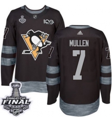 Penguins #7 Joe Mullen Black 1917 2017 100th Anniversary Stanley Cup Final Patch Stitched NHL Jersey
