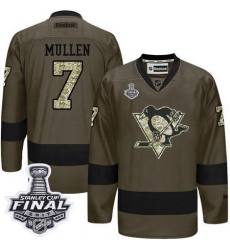 Penguins #7 Joe Mullen Green Salute to Service 2017 Stanley Cup Final Patch Stitched NHL Jersey