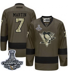 Penguins #7 Paul Martin Green Salute to Service 2017 Stanley Cup Finals Champions Stitched NHL Jersey