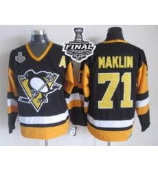 Penguins #71 Evgeni Malkin Black CCM Throwback 2017 Stanley Cup Final Patch Stitched NHL Jersey