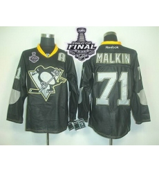 Penguins #71 Evgeni Malkin Black Ice 2017 Stanley Cup Final Patch Stitched NHL Jersey