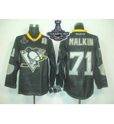 Penguins #71 Evgeni Malkin Black Ice 2017 Stanley Cup Finals Champions Stitched NHL Jersey