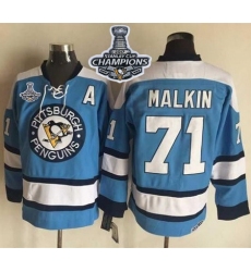 Penguins #71 Evgeni Malkin Blue Alternate CCM Throwback 2017 Stanley Cup Finals Champions Stitched NHL Jersey