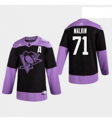 Penguins 71 Evgeni Malkin Hockey Fights Cancer Practice Black Jersey