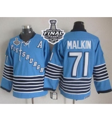 Penguins #71 Evgeni Malkin Light Blue CCM Throwback 2017 Stanley Cup Final Patch Stitched NHL Jersey